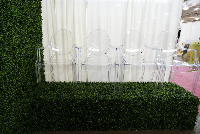 Elevated platforms to highlight our Louis Ghost Chairs. Oh, and hidden speakers...'cause we like to jam