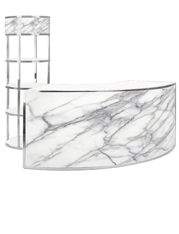 SHOWN WITH CARRARA MARBLE GRAPHIC WRAP AND OPTIONAL CURVE SHELF