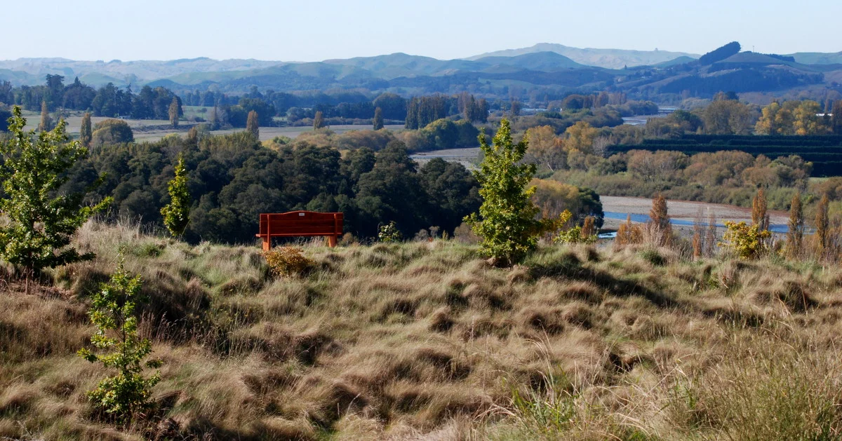Winlove family seat looking out towards Lindsay Bush and the Tuki Tuki river