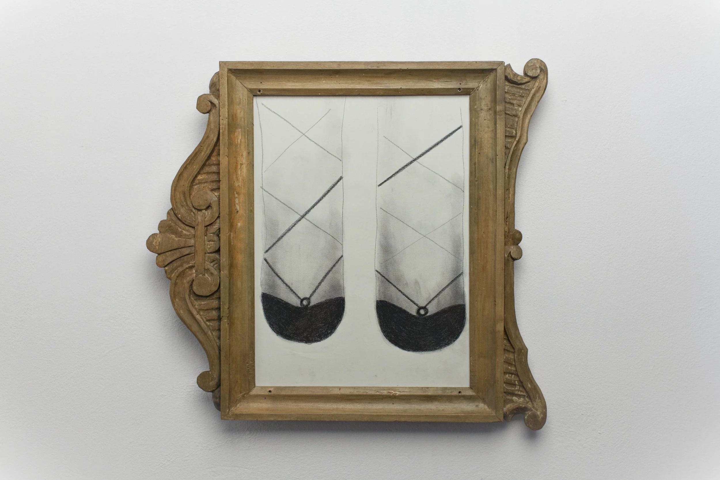 Senza terra#5 2013 - Carboncino su carta, cornice - cm 45x32x2