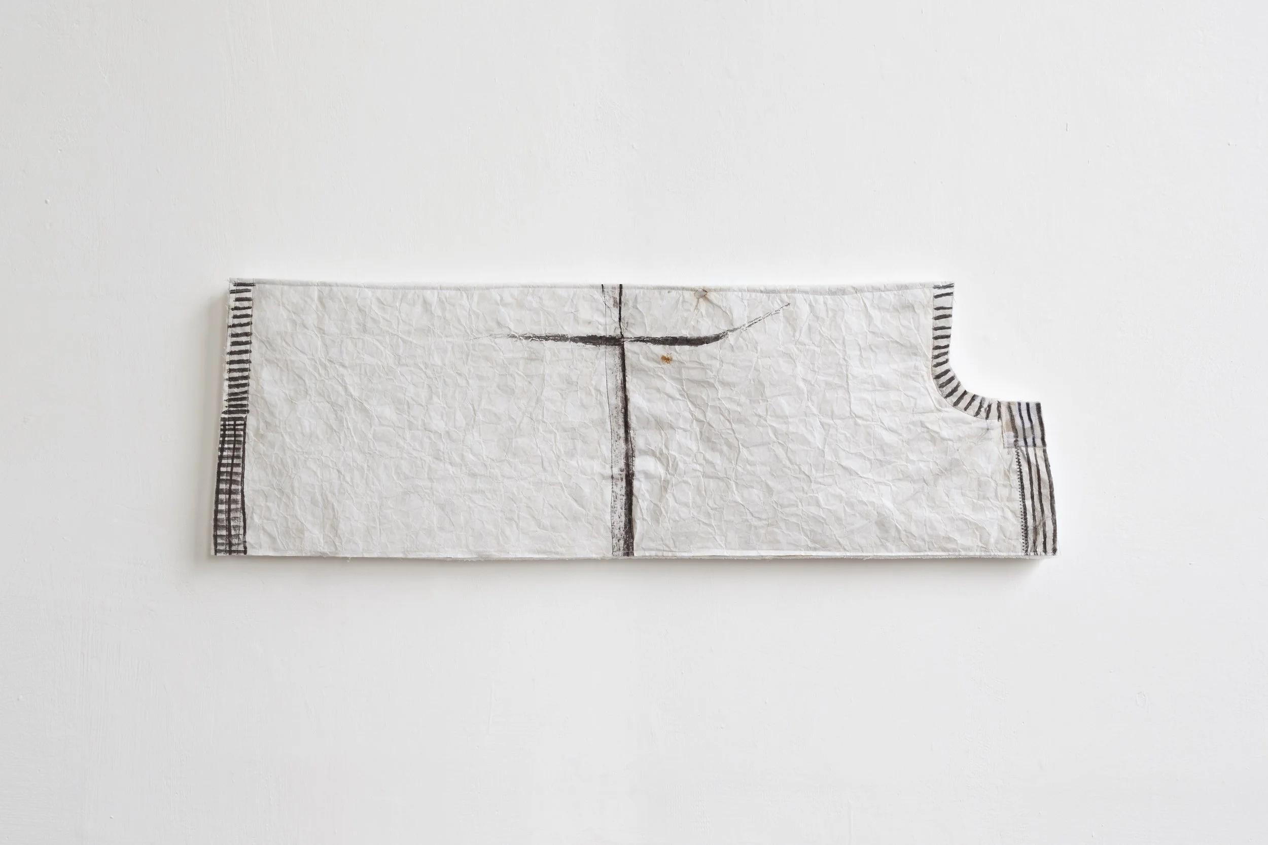 Do, undo, redo - fabric drawing #24 , 2017/19 - tecnica mista su tessuto e gomma spuma - cm 30x92x4