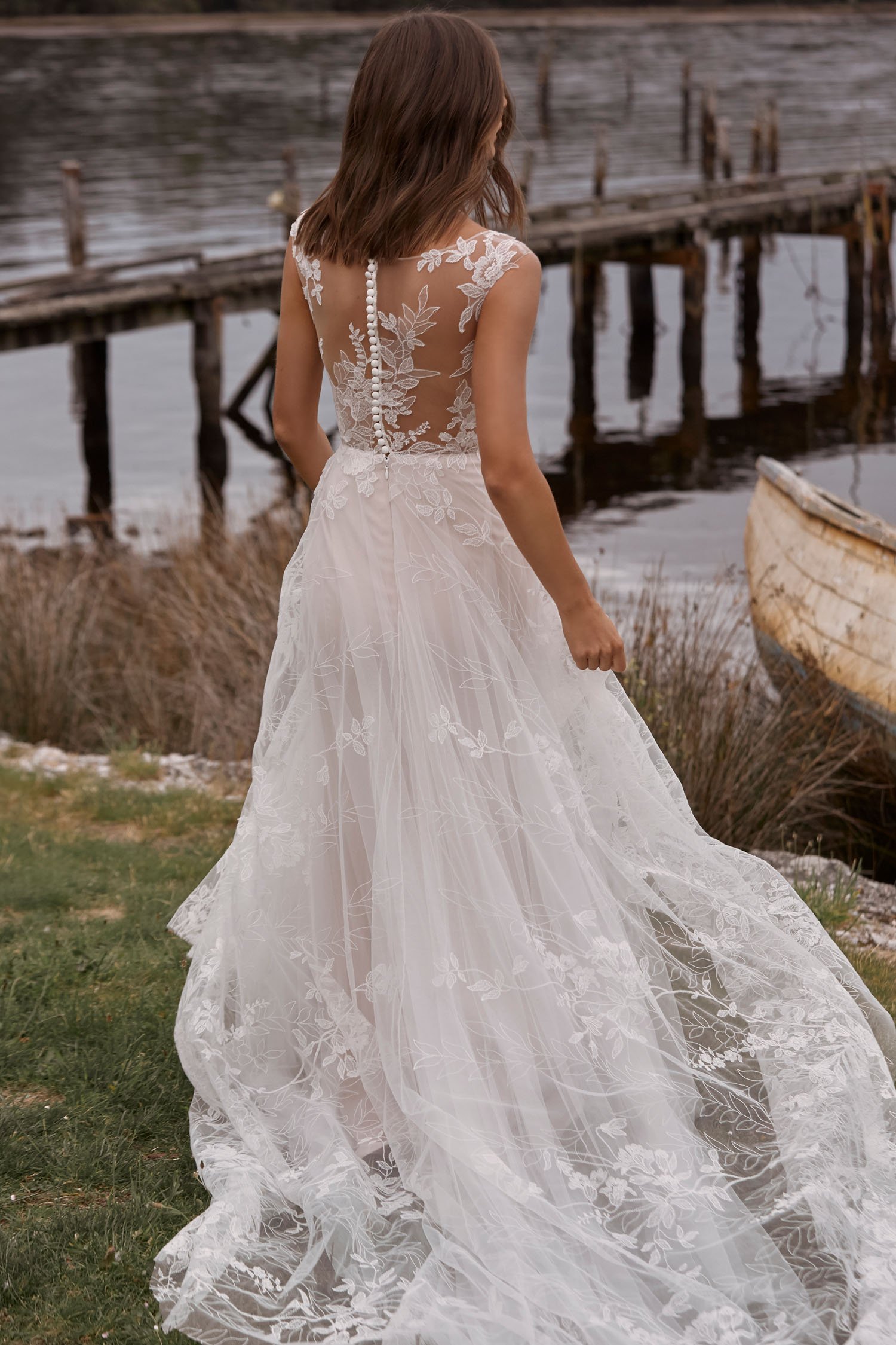 CAMILLE ML20022 FULL LENGTH A LINE FLORAL LACE GOWN WITH WIDE ILLUSION STRAPS AND HIGH ILLUSION BACK WITH BUTTONS ZIPPER SKIRT WEDDING DRESS MADI LANE BRIDAL 8.jpg