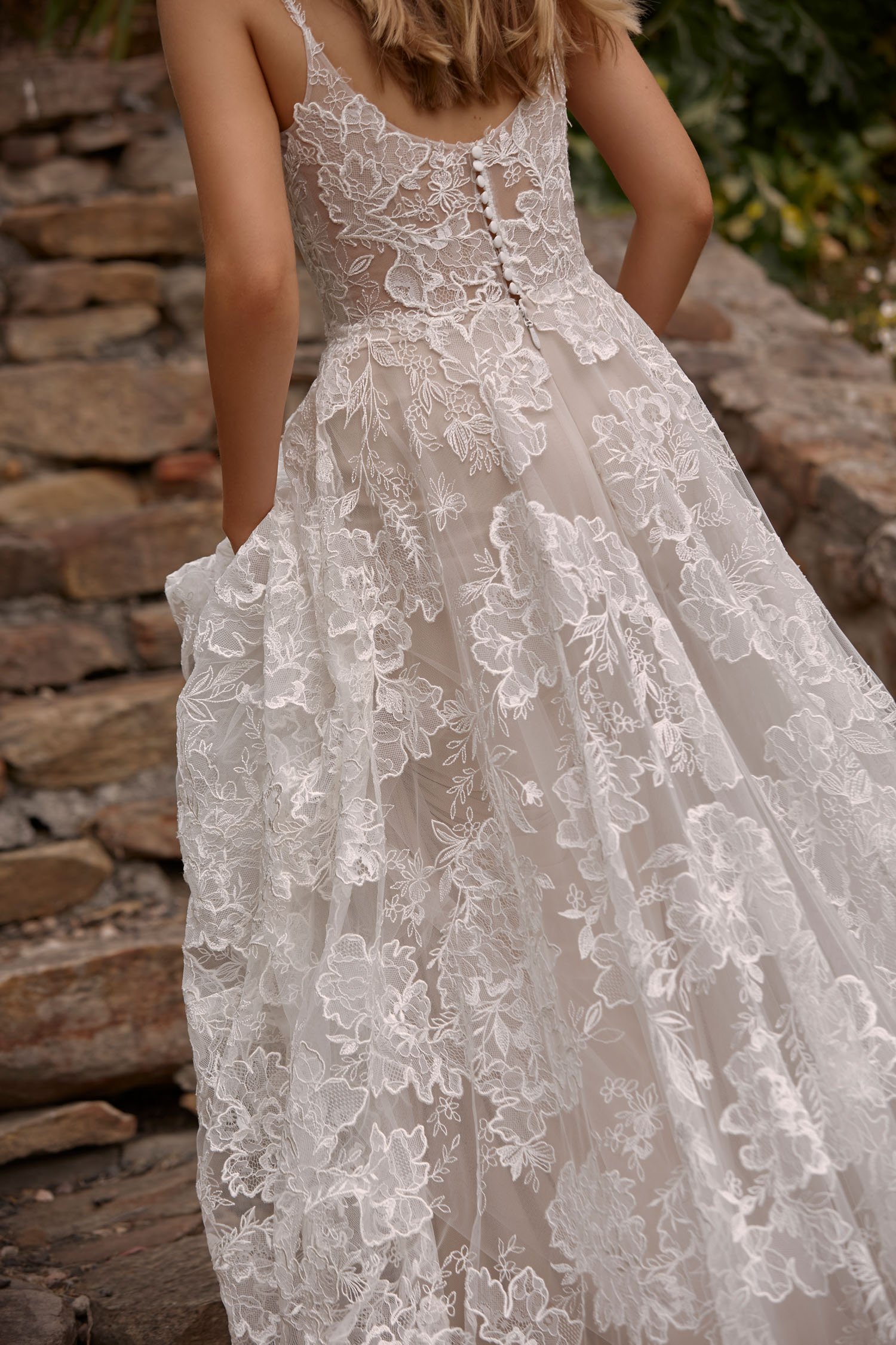 CLEO ML20026 FULL LENGTH A LINE FLORAL LACE GOWN SCOOP NECKLINE THIN STRAPS SCOOP BACK ZIPPER AND BUTTON CLOSURE WEDDING DRESS MADI LANE BRIDAL 3.jpg