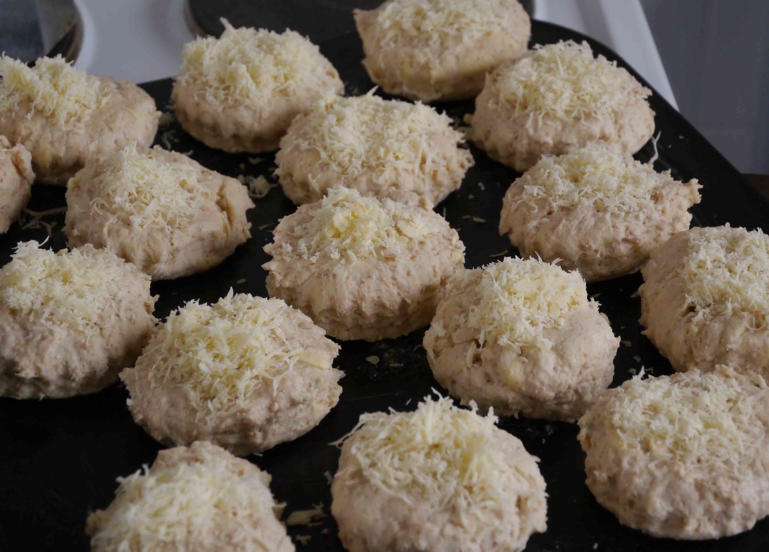 sourdough cheese scones ready to bake