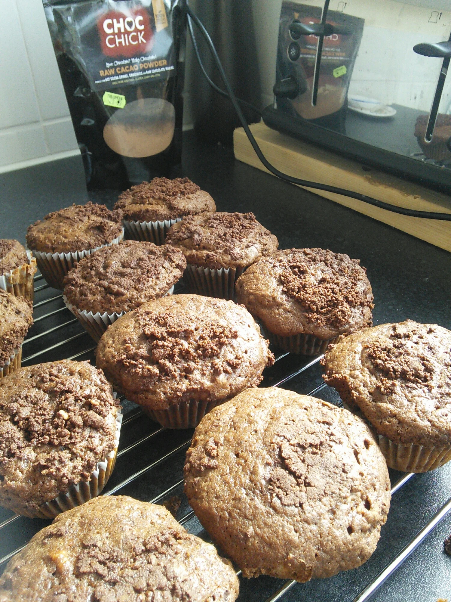 chocolate and banana sourdough muffins