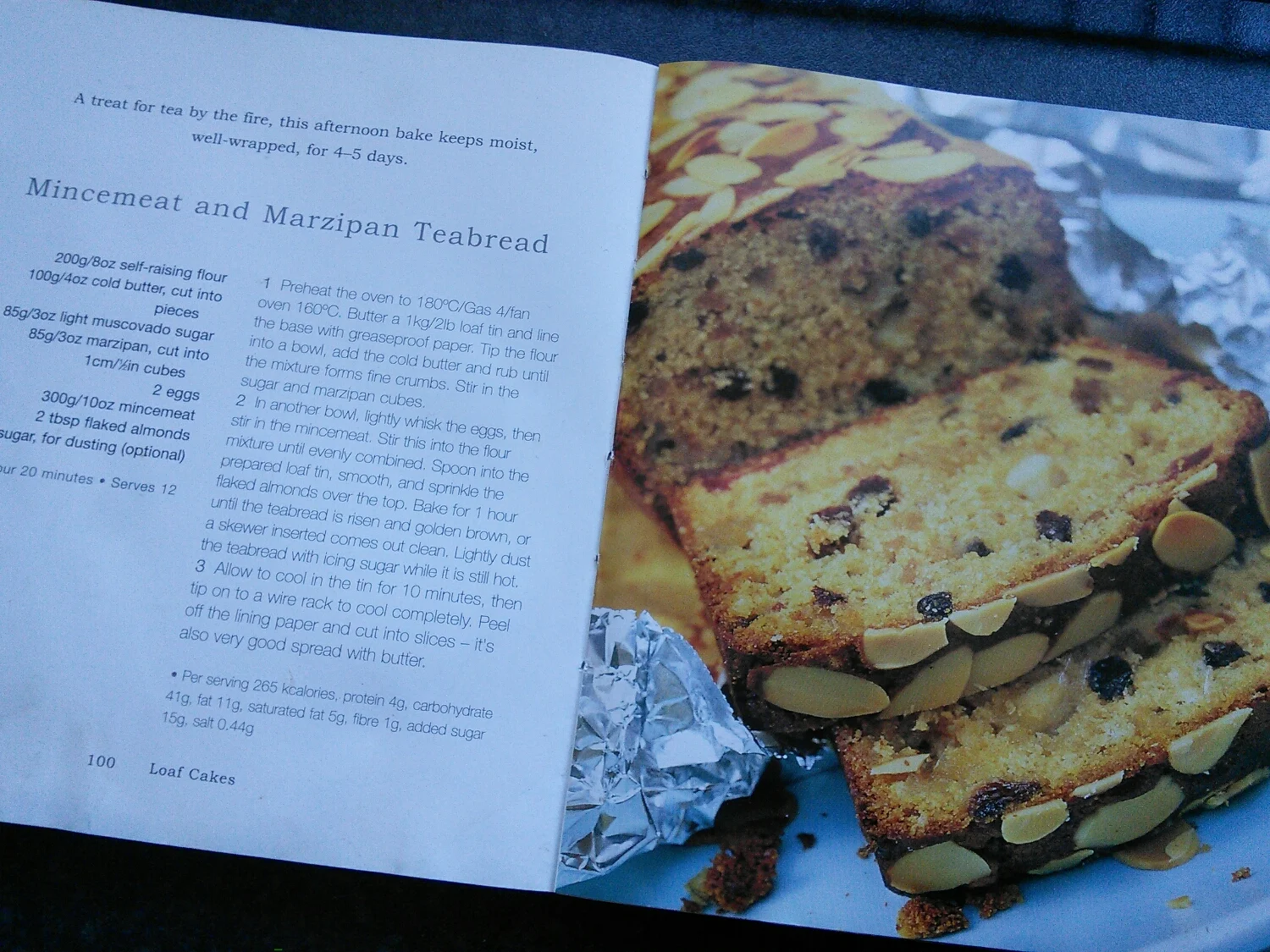 Mincemeat and marzipan cake in the recipe book