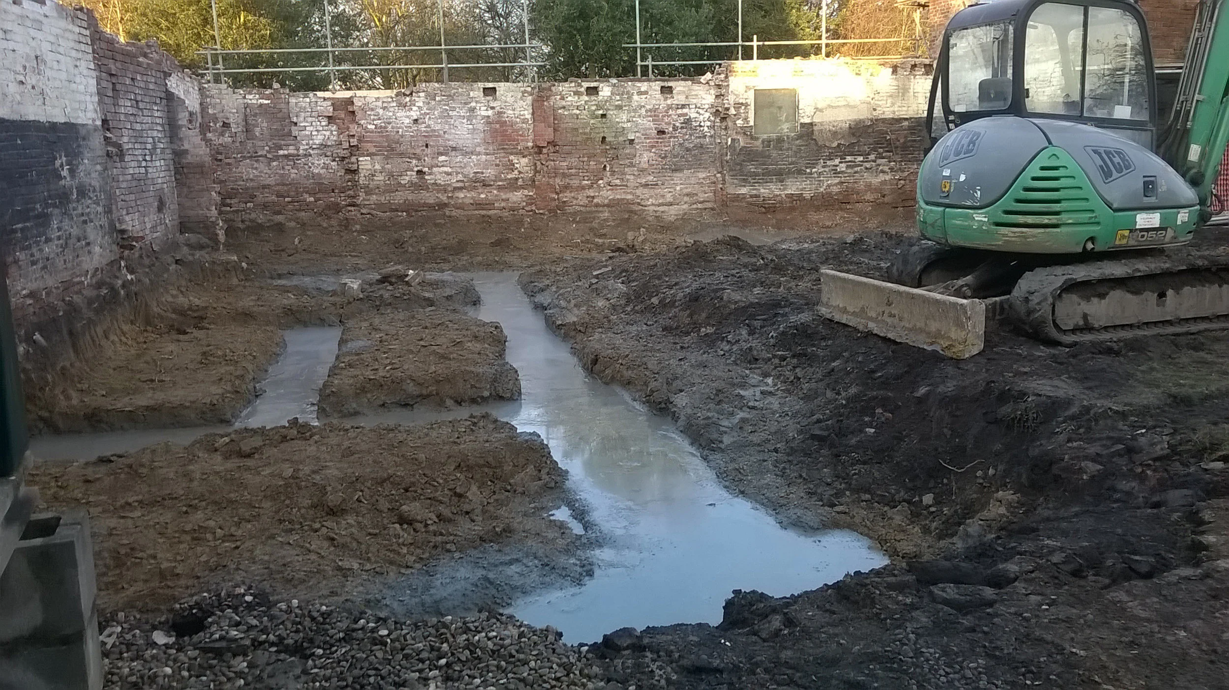 First concrete in the footings