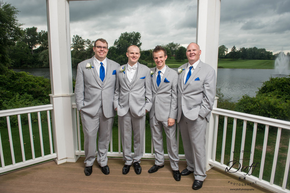  Fountains Golf Course Wedding - Royal Oak Photographer – Deanna &amp; Shane Groom and groomsmen in a gazebo 