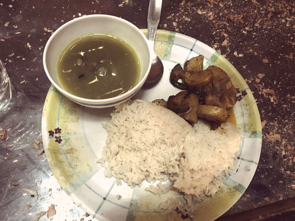 On the menu: dal bhat, rice and potatoes