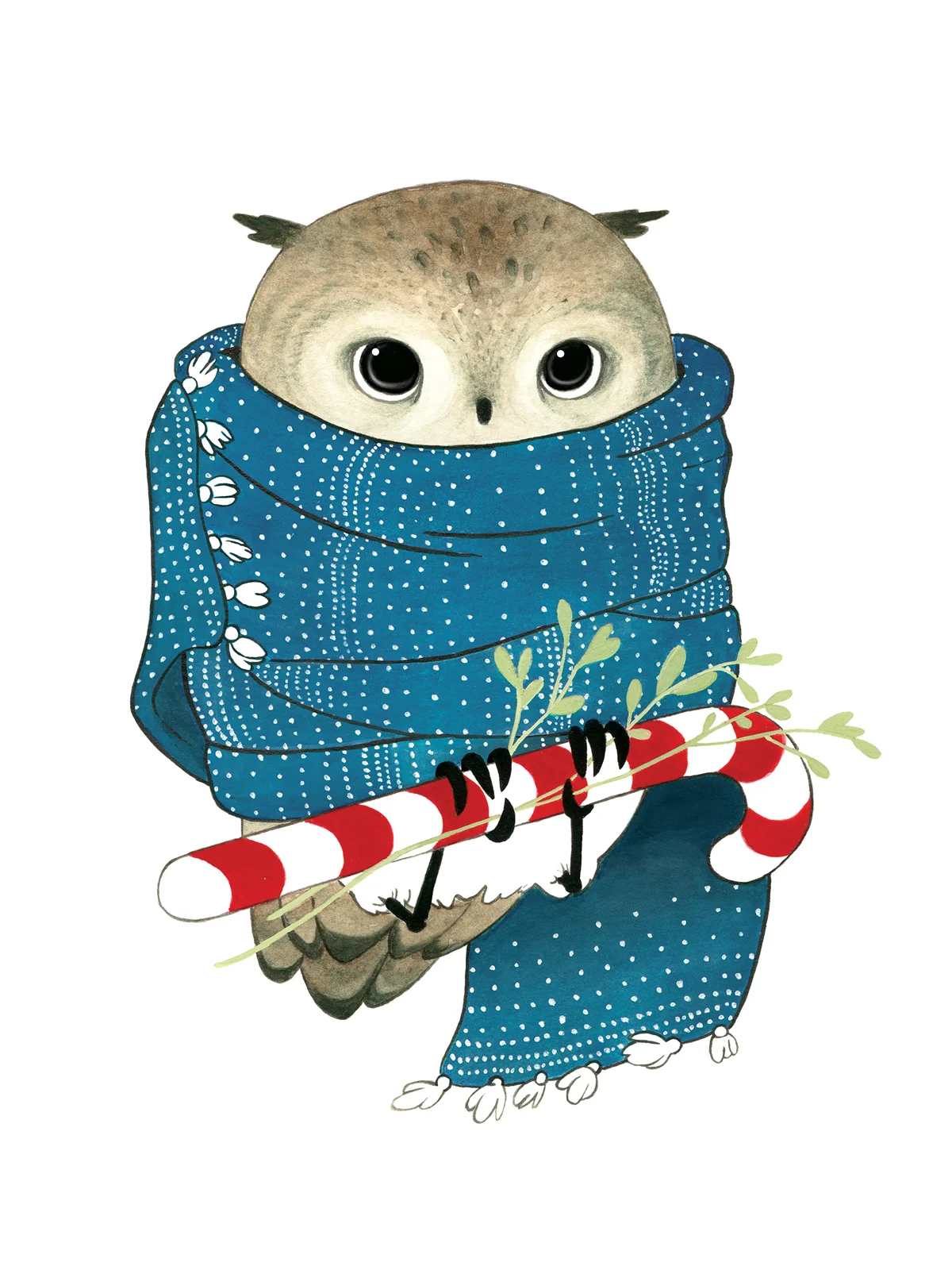 Christmas Owl in a Scarf