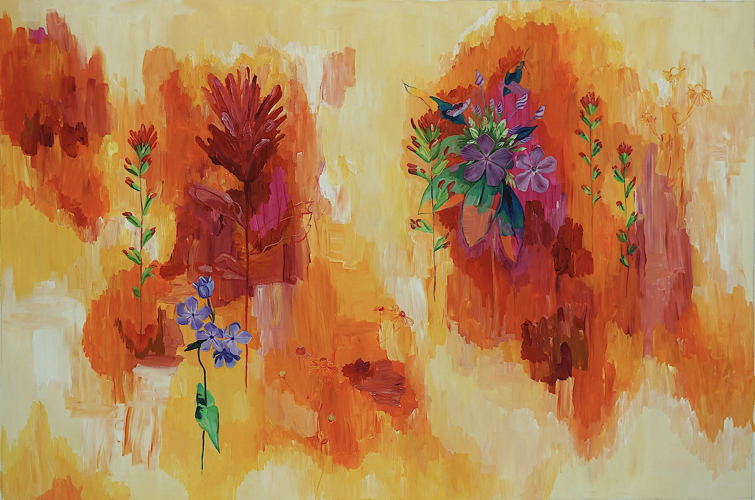 Bewildering: Phlox divaricata (Woodland phlox), 2024, acrylic and oil on Tyvek on panel