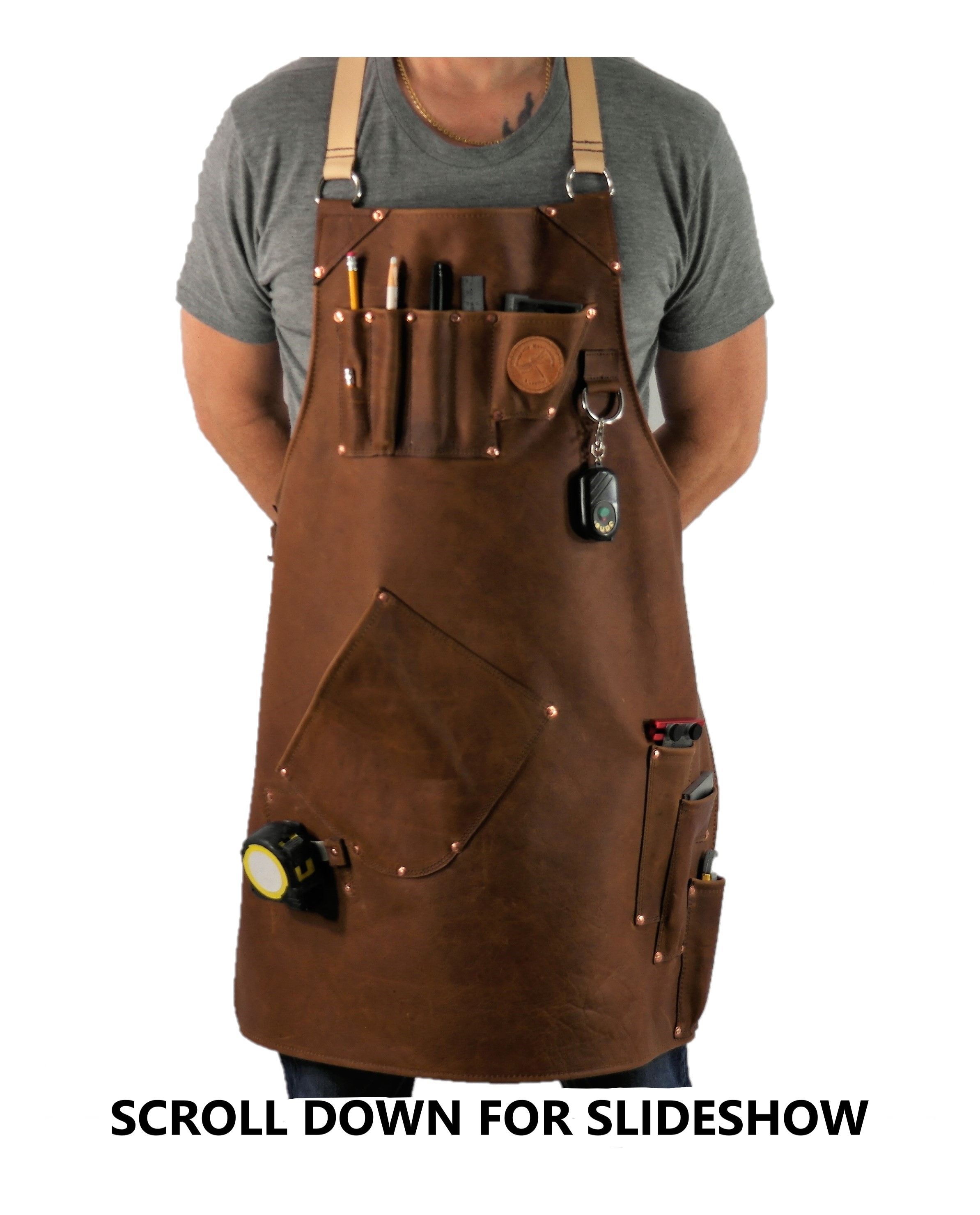 Leather Woodwork Apron Leather Apron with 6 Tool Pockets Heavy Duty 