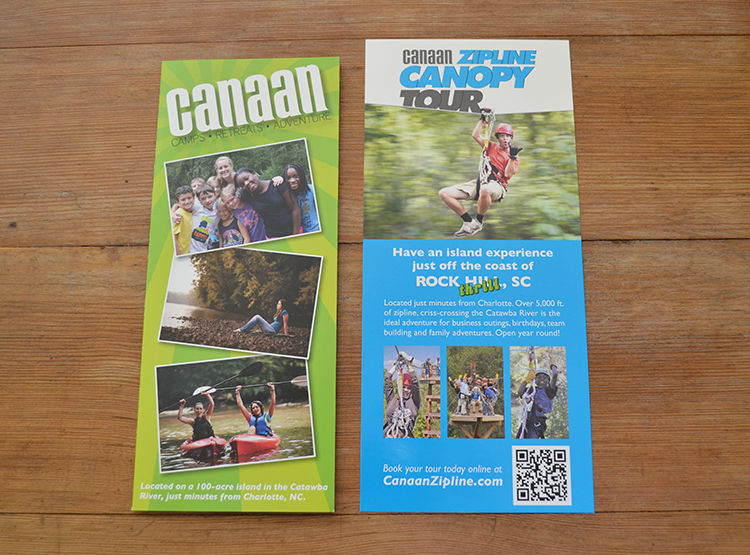  Camp Canaan marketing materials: tri-fold brochure and rack card. 