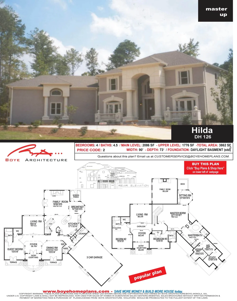 HILDA — Custom Home Design House Plans Boye Home Plans