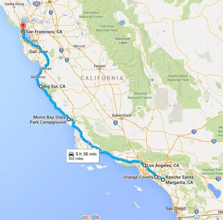 The route we took. 