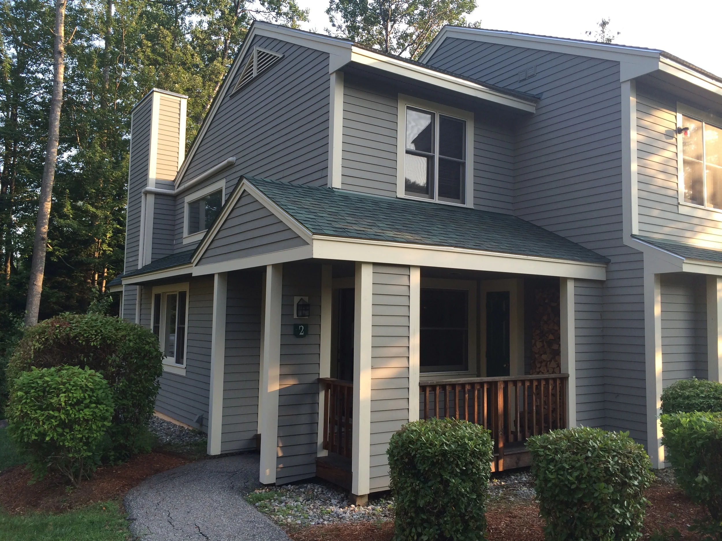 Outside view of end unit townhome