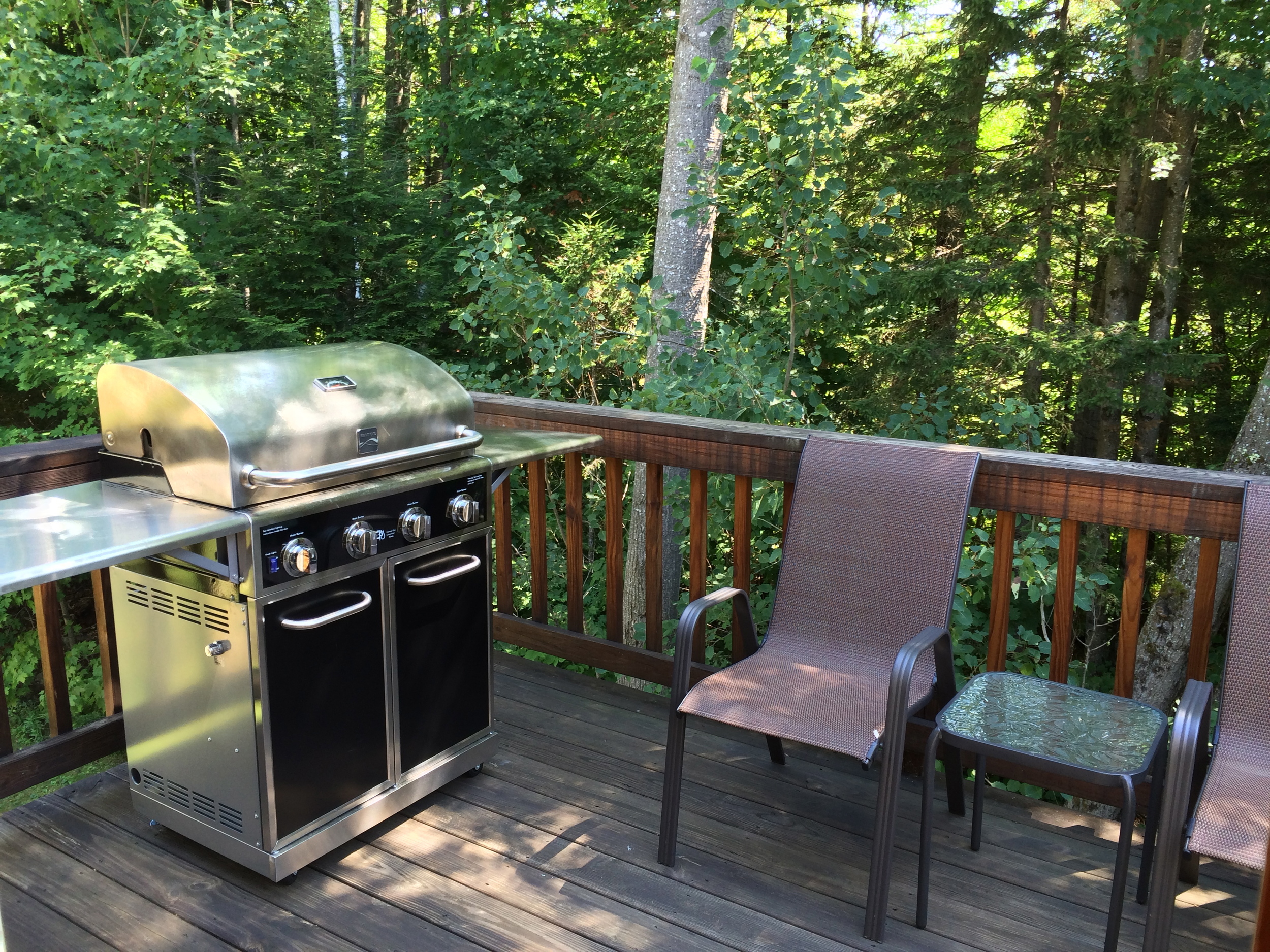 Outside deck with new gas grill