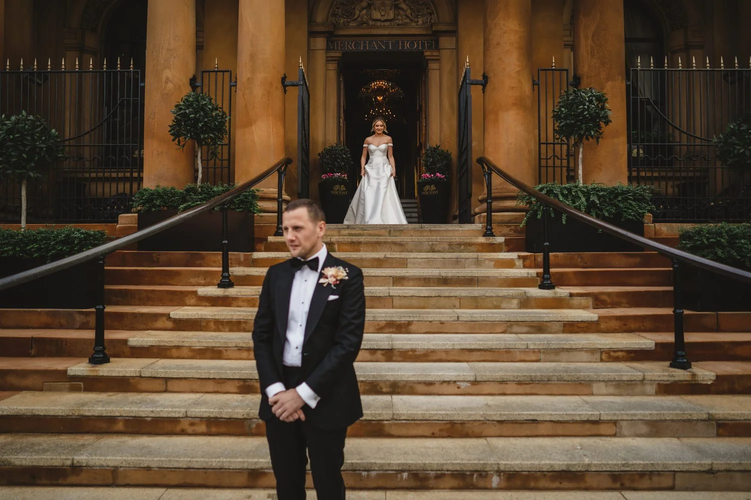 Jack McGarry and Katie Marino’s Wedding in Larchfield, Lisburn with Photographs in Belfast’s Cathedral Quarter, The Duke of York and the Merchant Hotel. Katie wore a gorgeous dress by Karen Willis Holmes, while Jack dressed in a black tie. Flowers w