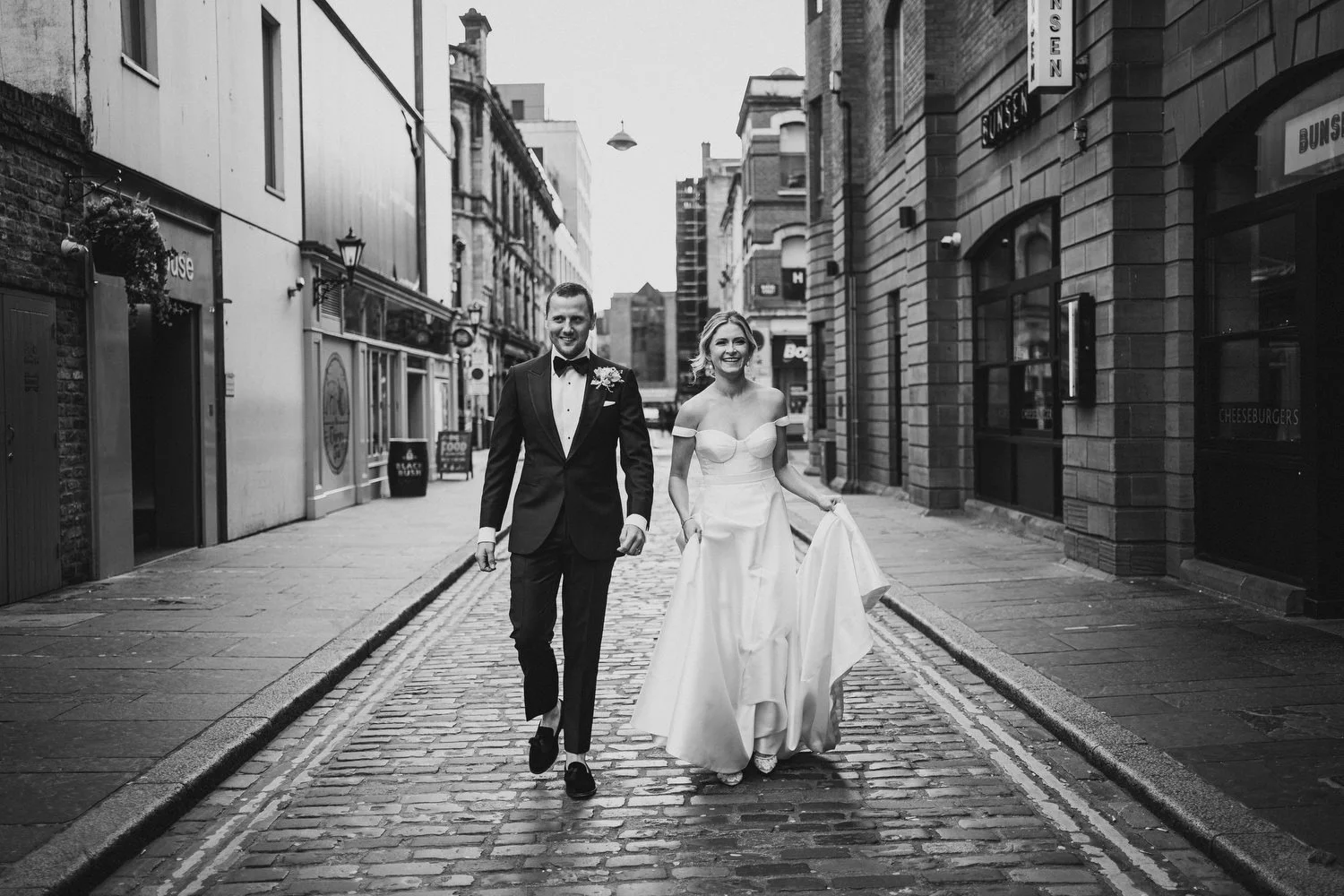  Jack McGarry and Katie Marino’s Wedding in Larchfield, Lisburn with Photographs in Belfast’s Cathedral Quarter, The Duke of York and the Merchant Hotel. Katie wore a gorgeous dress by Karen Willis Holmes, while Jack dressed in a black tie. Flowers w
