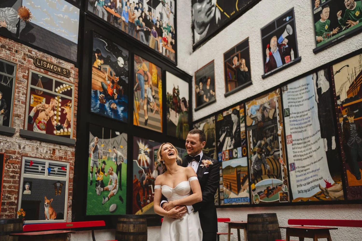 Jack McGarry and Katie Marino’s Wedding in Larchfield, Lisburn with Photographs in Belfast’s Cathedral Quarter, The Duke of York and the Merchant Hotel. Katie wore a gorgeous dress by Karen Willis Holmes, while Jack dressed in a black tie. Flowers w