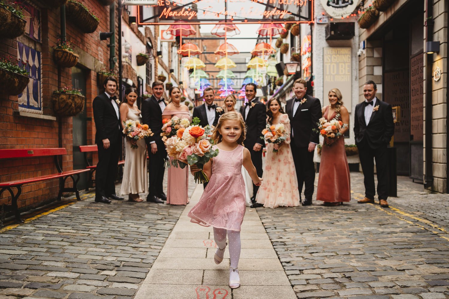  Jack McGarry and Katie Marino’s Wedding in Larchfield, Lisburn with Photographs in Belfast’s Cathedral Quarter, The Duke of York and the Merchant Hotel. Katie wore a gorgeous dress by Karen Willis Holmes, while Jack dressed in a black tie. Flowers w