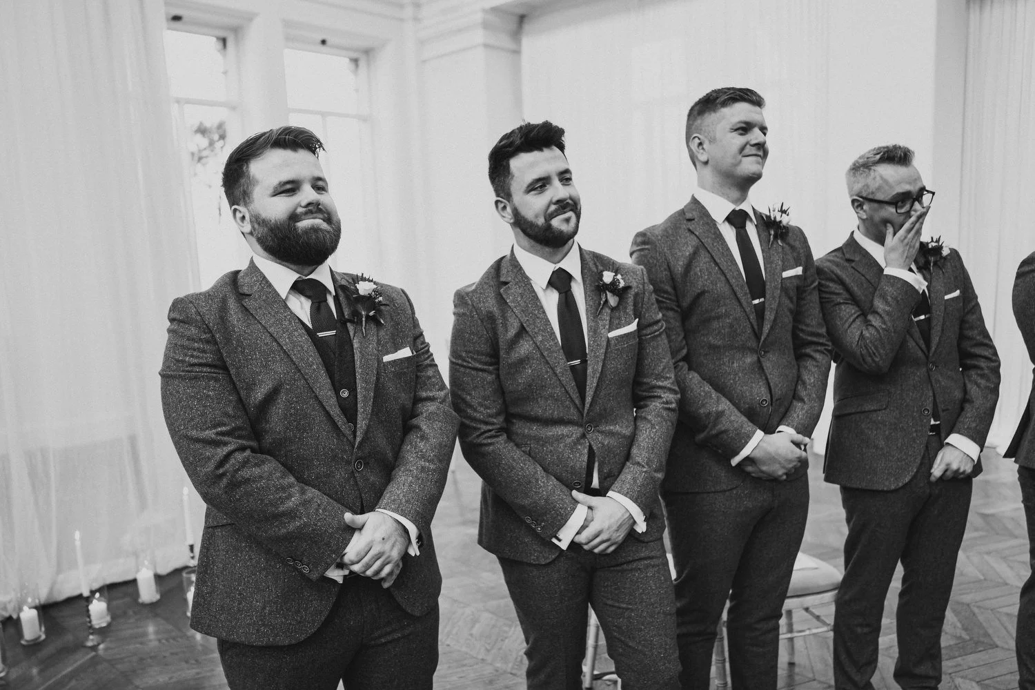  Aimee and Stephen’s humanist wedding at Titanic Hotel, Belfast with photos taken in Belfast Cathedral Quarter with avintage camper and VW beetle. 