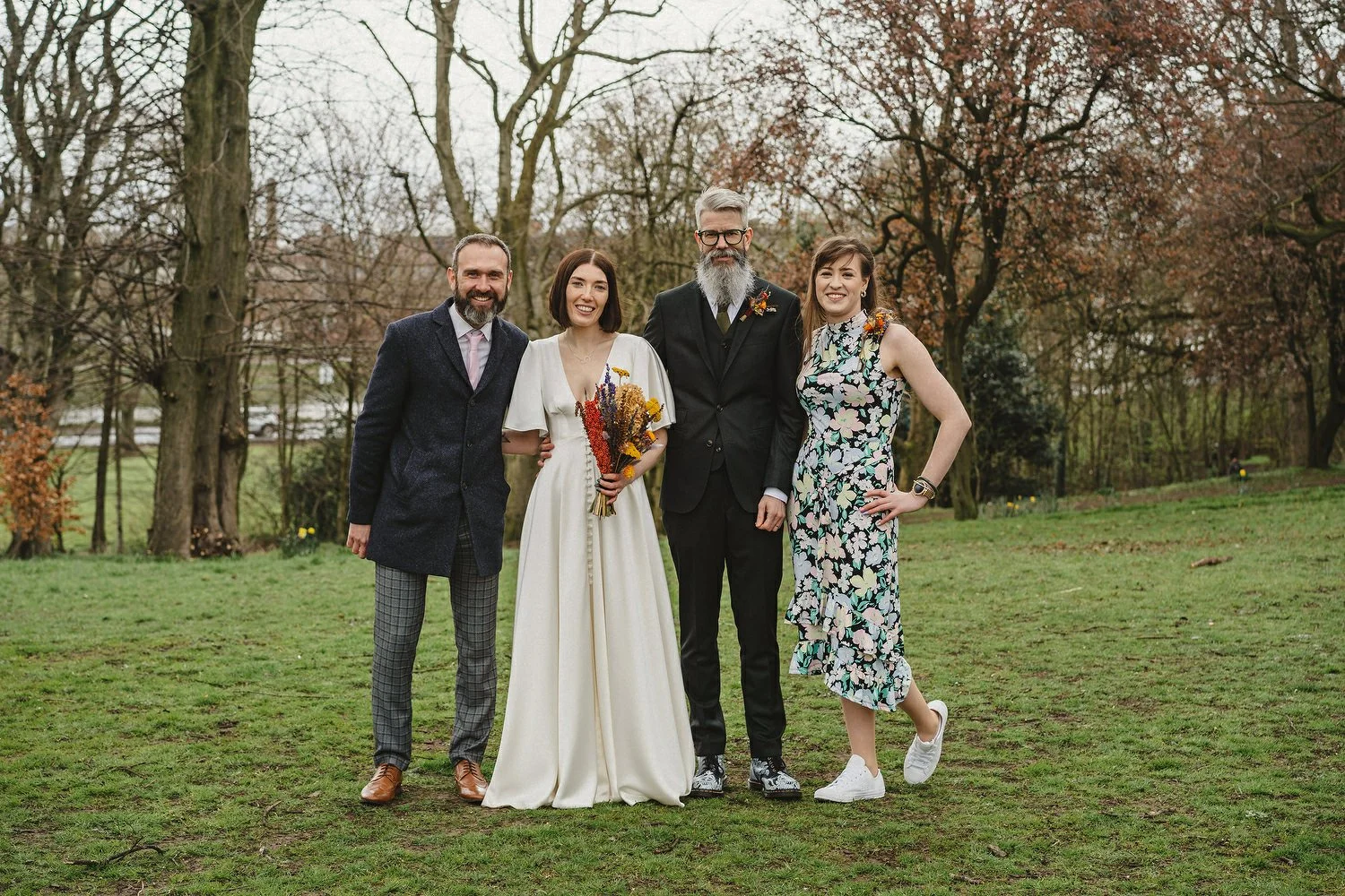  Kathryn and ChrisÕs wedding was supposed to be in Babel rooftop but it burned down 4 days before they were due to get married.  Instead they had their humanist wedding in their own house followed by photos in nearby Ormeau Park and Belfast Cathedral