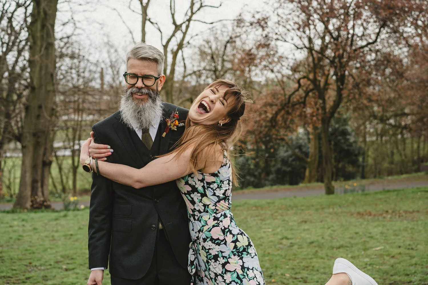  Kathryn and ChrisÕs wedding was supposed to be in Babel rooftop but it burned down 4 days before they were due to get married.  Instead they had their humanist wedding in their own house followed by photos in nearby Ormeau Park and Belfast Cathedral