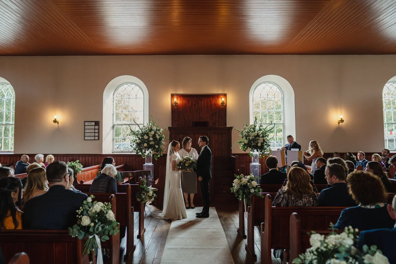  Anna and Josh’s gorgeous Autumn wedding in Omagh Meeting House at Cultra, with photos afterwards in the Ulster Folk and Transport Museum. The reception was in Cultra House with sparklers, sax and shenanigans! 