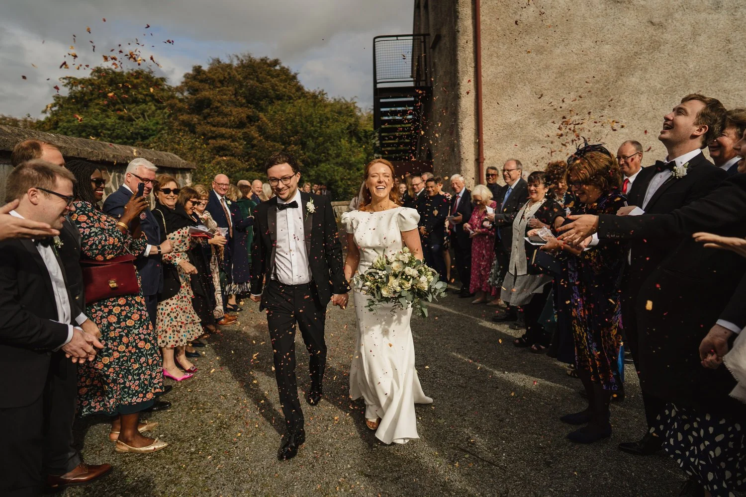  Anna and Josh’s gorgeous Autumn wedding in Omagh Meeting House at Cultra, with photos afterwards in the Ulster Folk and Transport Museum. The reception was in Cultra House with sparklers, sax and shenanigans! 