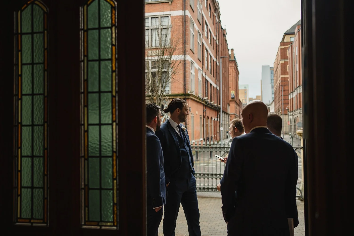  Laura and Matthews wedding in the Muddler’s Club restaurant in Belfast’s Cathedral Quarter. The couple got ready in the Hilton hotel before heading to St.Malachy’s church for their ceremony. Afterwards, we took photos around Cathedral Quarter before