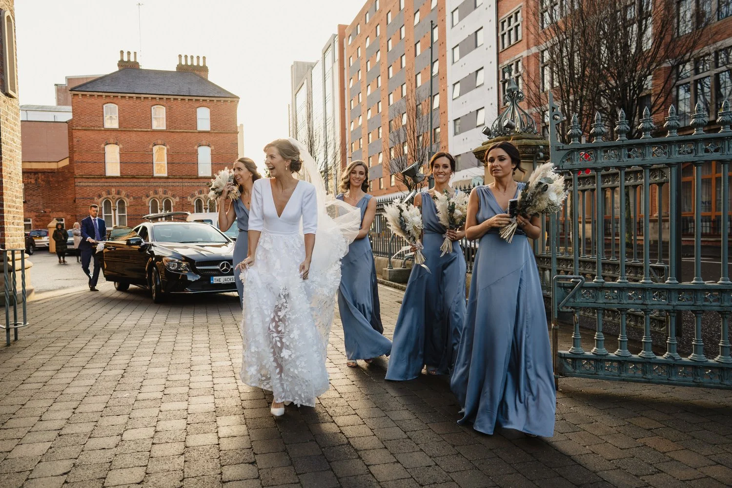  Laura and Matthews wedding in the Muddler’s Club restaurant in Belfast’s Cathedral Quarter. The couple got ready in the Hilton hotel before heading to St.Malachy’s church for their ceremony. Afterwards, we took photos around Cathedral Quarter before