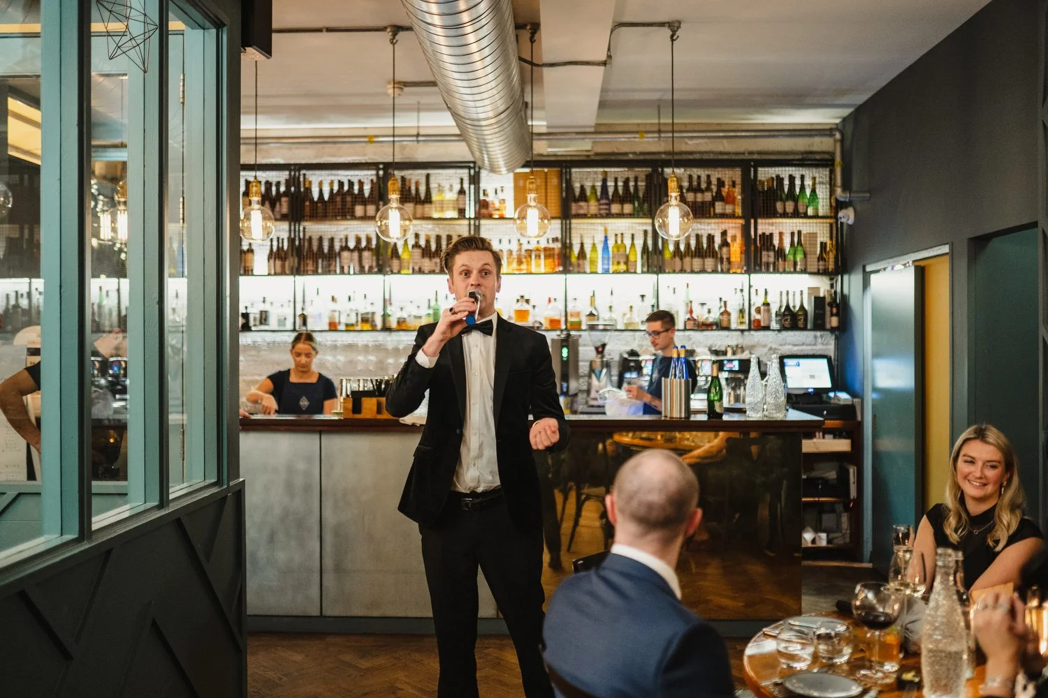  Laura and Matthews wedding in the Muddler’s Club restaurant in Belfast’s Cathedral Quarter. The couple got ready in the Hilton hotel before heading to St.Malachy’s church for their ceremony. Afterwards, we took photos around Cathedral Quarter before