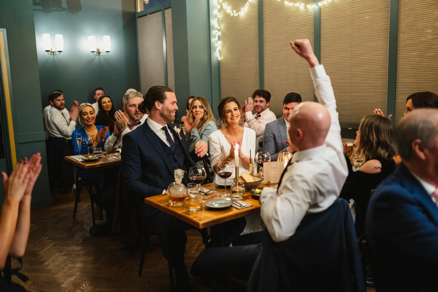  Laura and Matthews wedding in the Muddler’s Club restaurant in Belfast’s Cathedral Quarter. The couple got ready in the Hilton hotel before heading to St.Malachy’s church for their ceremony. Afterwards, we took photos around Cathedral Quarter before