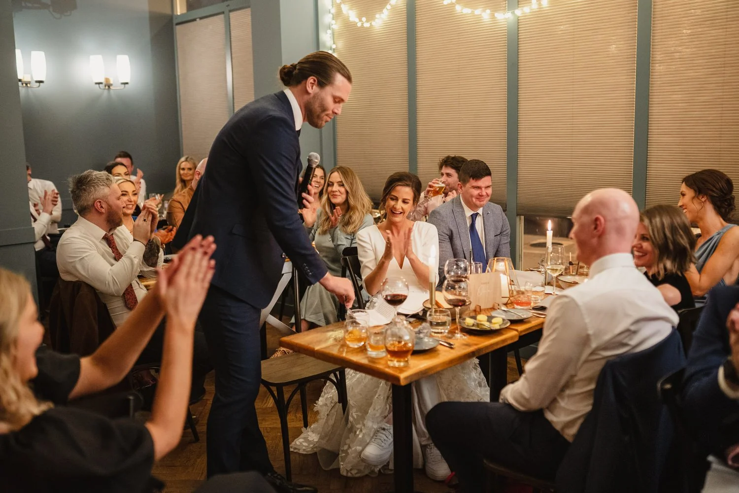  Laura and Matthews wedding in the Muddler’s Club restaurant in Belfast’s Cathedral Quarter. The couple got ready in the Hilton hotel before heading to St.Malachy’s church for their ceremony. Afterwards, we took photos around Cathedral Quarter before