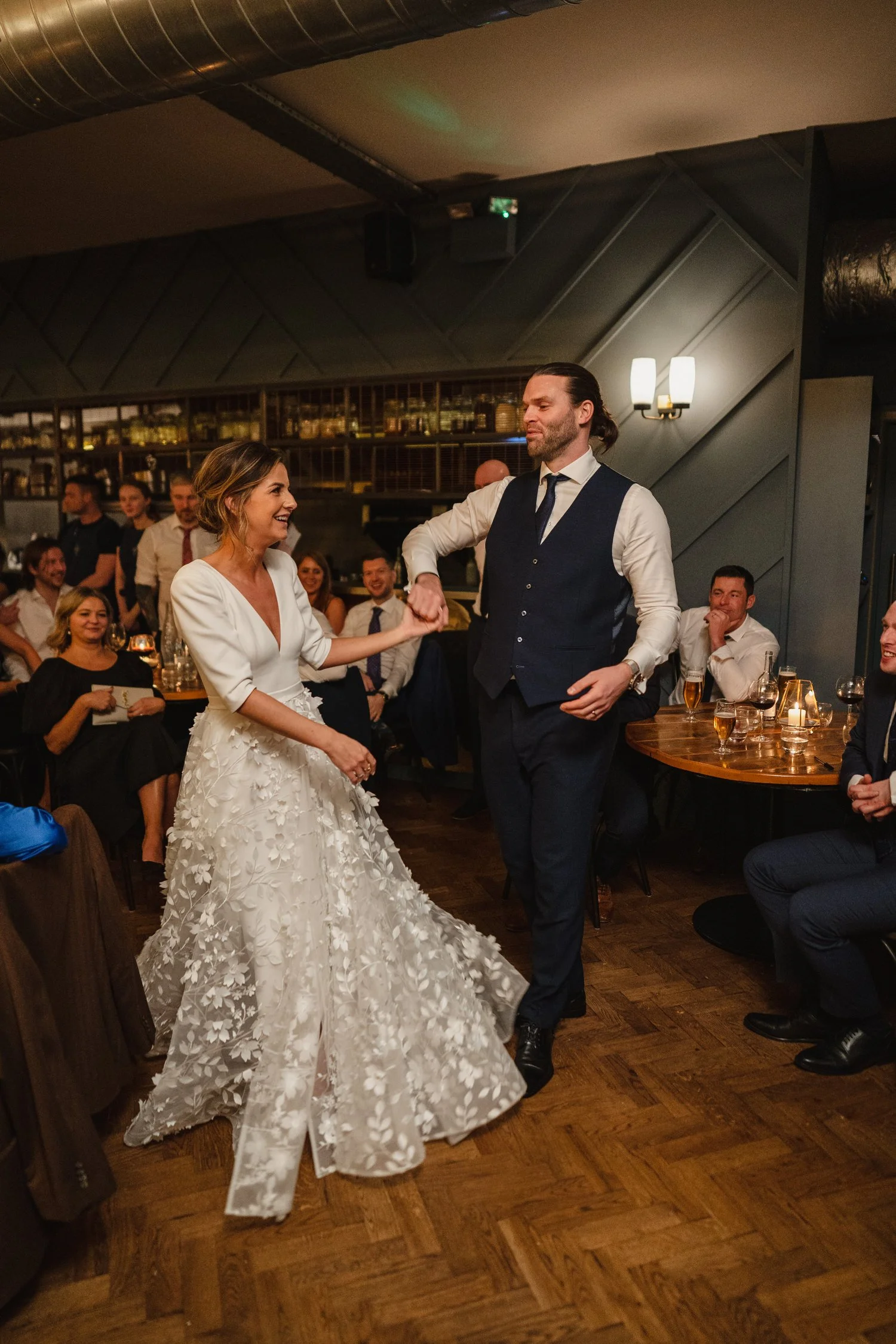  Laura and Matthews wedding in the Muddler’s Club restaurant in Belfast’s Cathedral Quarter. The couple got ready in the Hilton hotel before heading to St.Malachy’s church for their ceremony. Afterwards, we took photos around Cathedral Quarter before