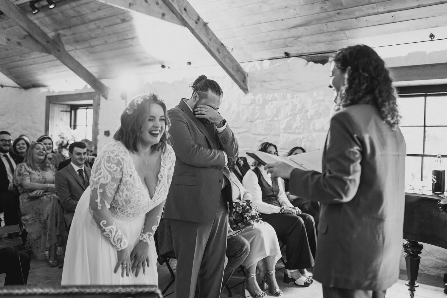  Sarah Dynan and Ciaran Madden’s humanist wedding in Limepark cottages in Armoy, County Antrim. 