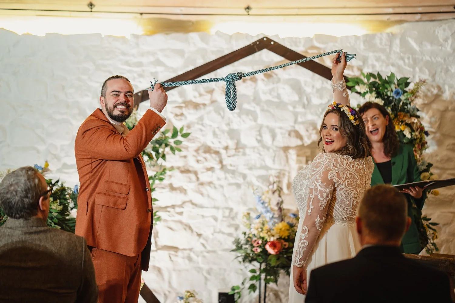  Sarah Dynan and Ciaran MaddenÕs humanist wedding in Limepark cottages in Armoy, County Antrim. 