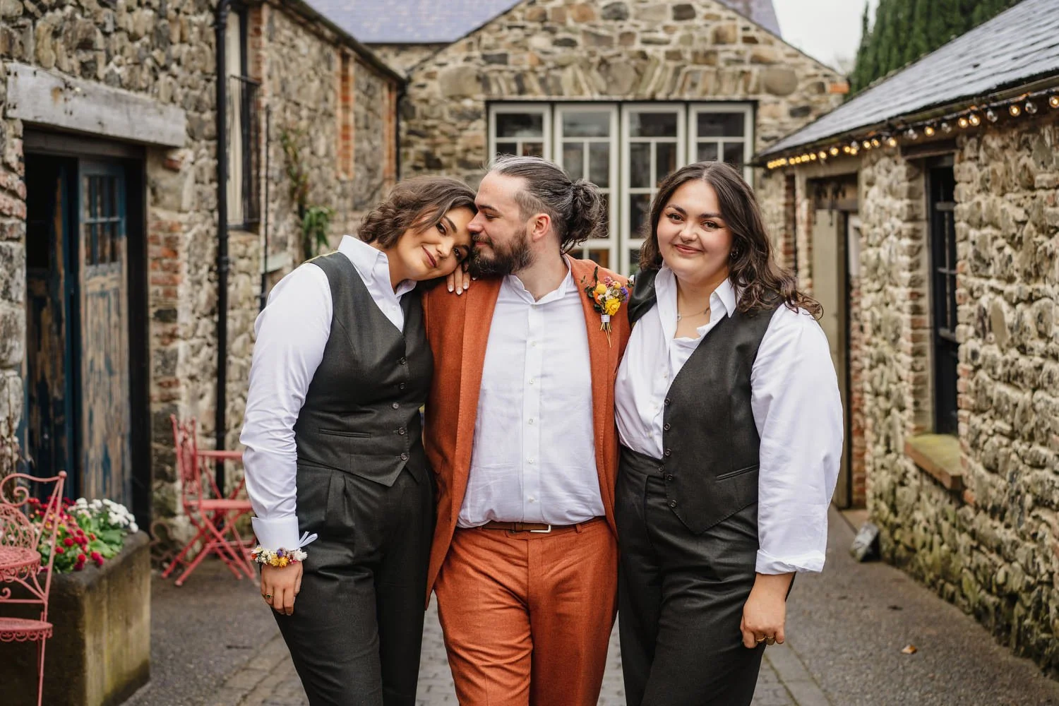  Sarah Dynan and Ciaran MaddenÕs humanist wedding in Limepark cottages in Armoy, County Antrim. 