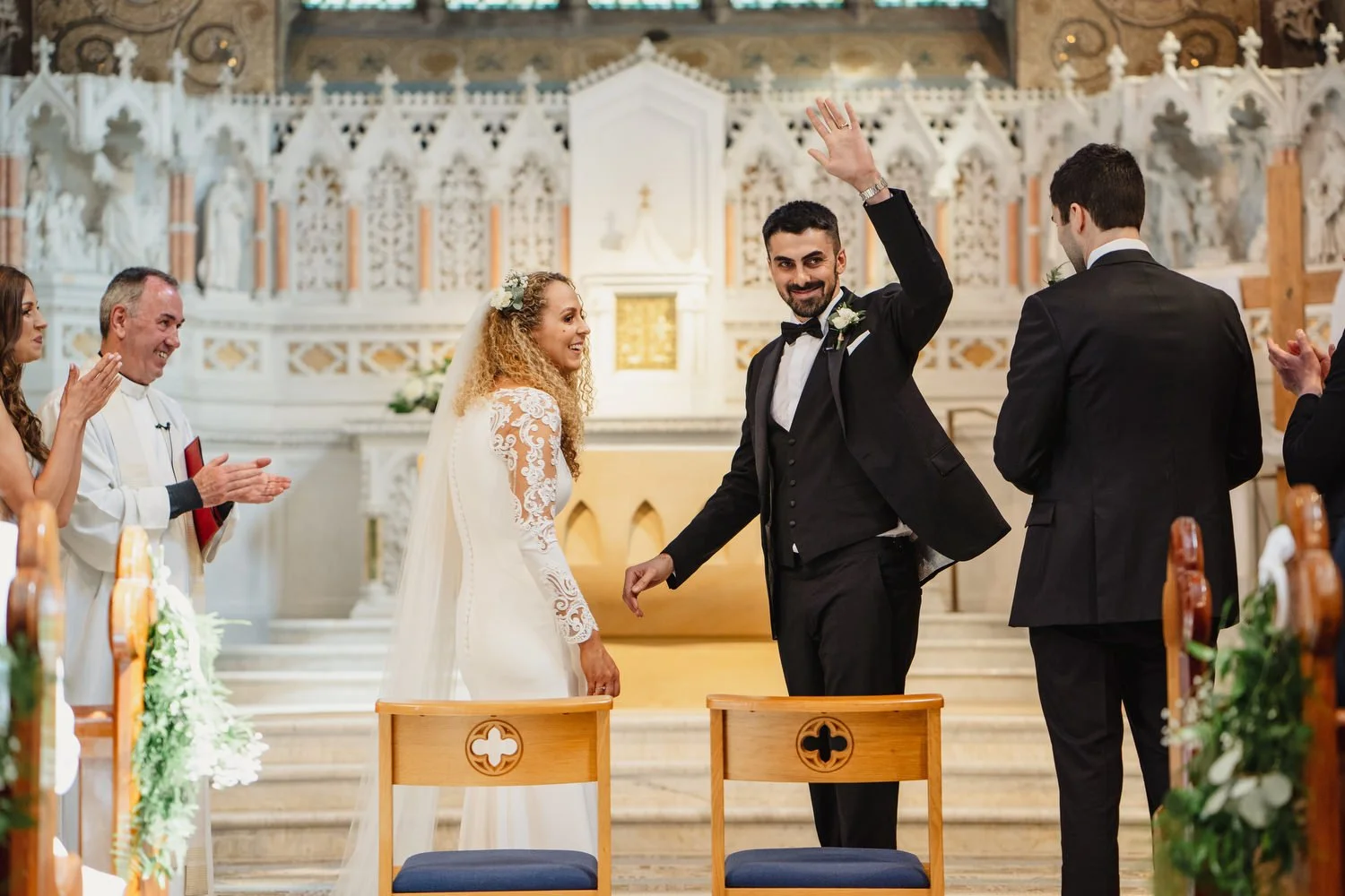  Titanic Hotel wedding photos with ceremony in the Good Shepherd Catholic Church on Ormeau Road. 
