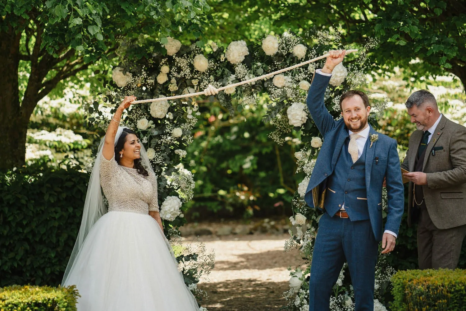  Heena and AndrewÕs humanist outdoor wedding in Larchfield Estate.  