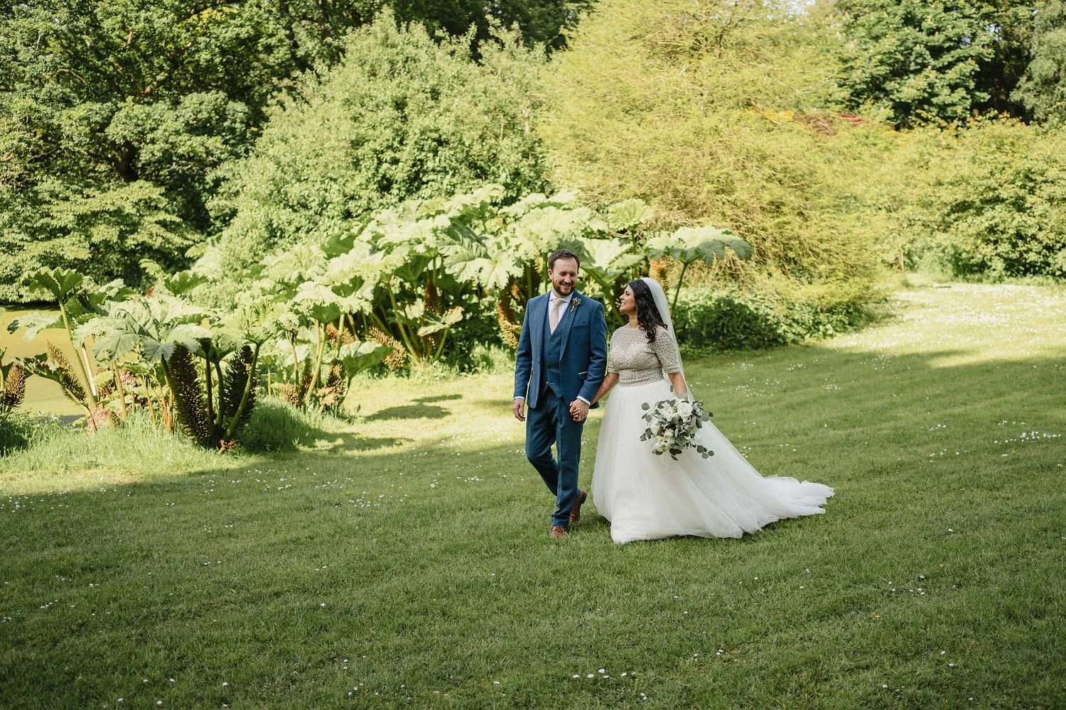  Heena and AndrewÕs humanist outdoor wedding in Larchfield Estate.  