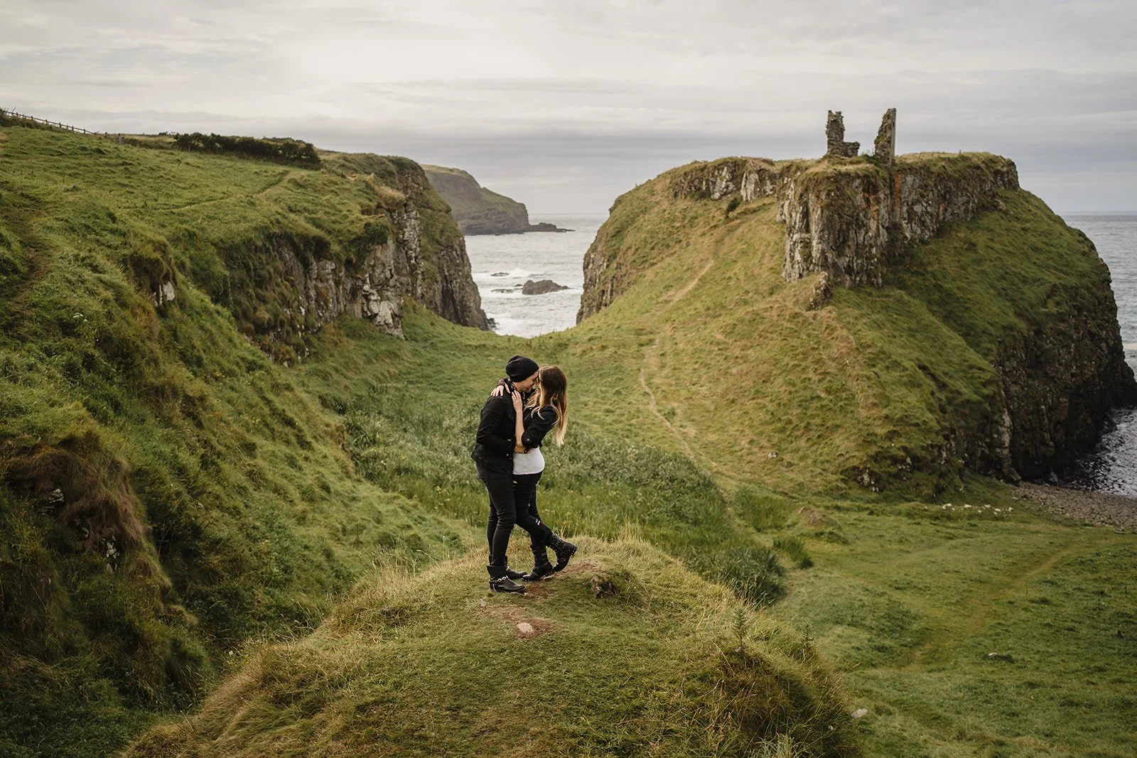  Matt and TheresaÕs Engagement shoot at the GiantÕs Causeway, Dunseverick Castle and the dark Hedges in Northern Ireland 