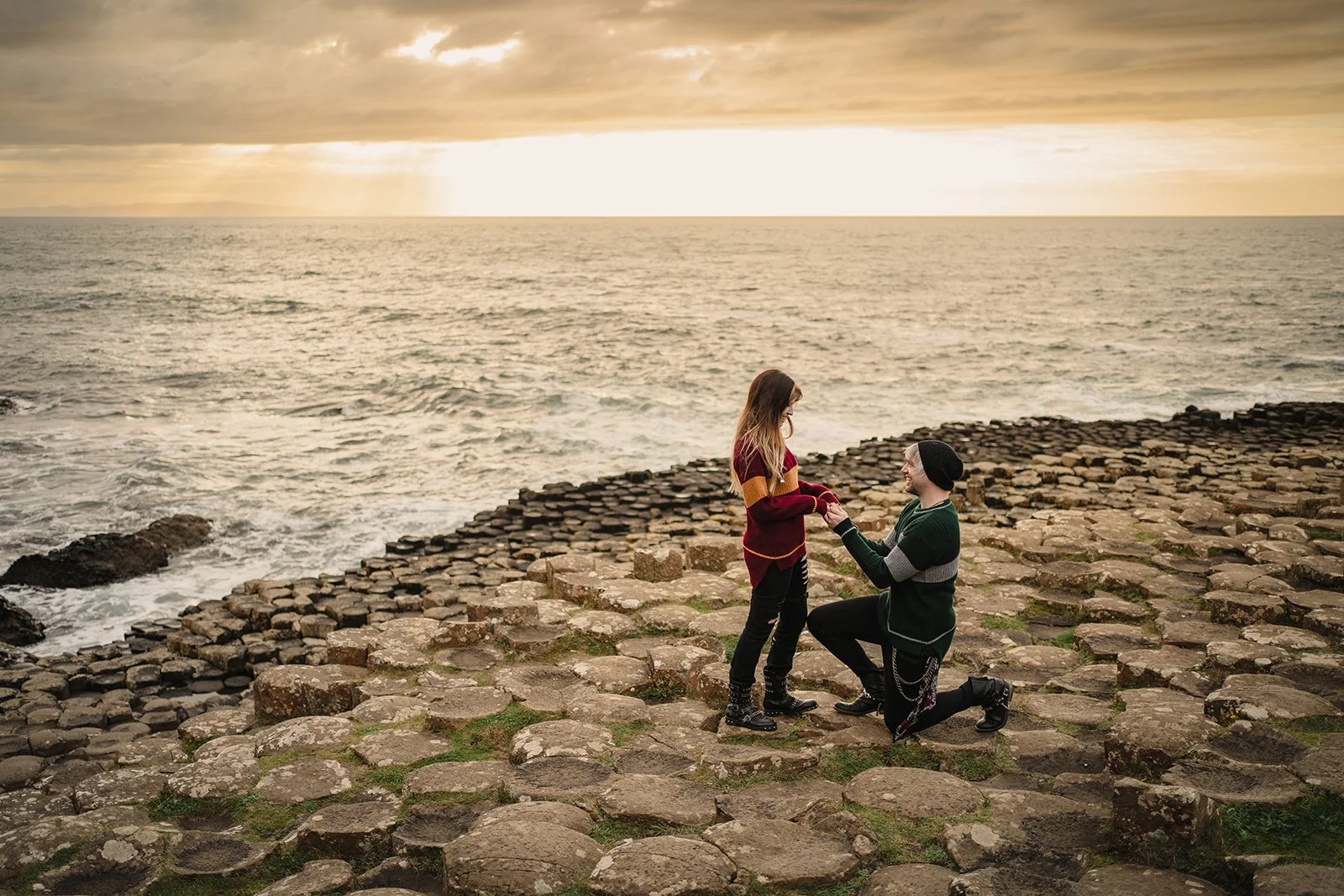  Matt and TheresaÕs Engagement shoot at the GiantÕs Causeway, Dunseverick Castle and the dark Hedges in Northern Ireland 