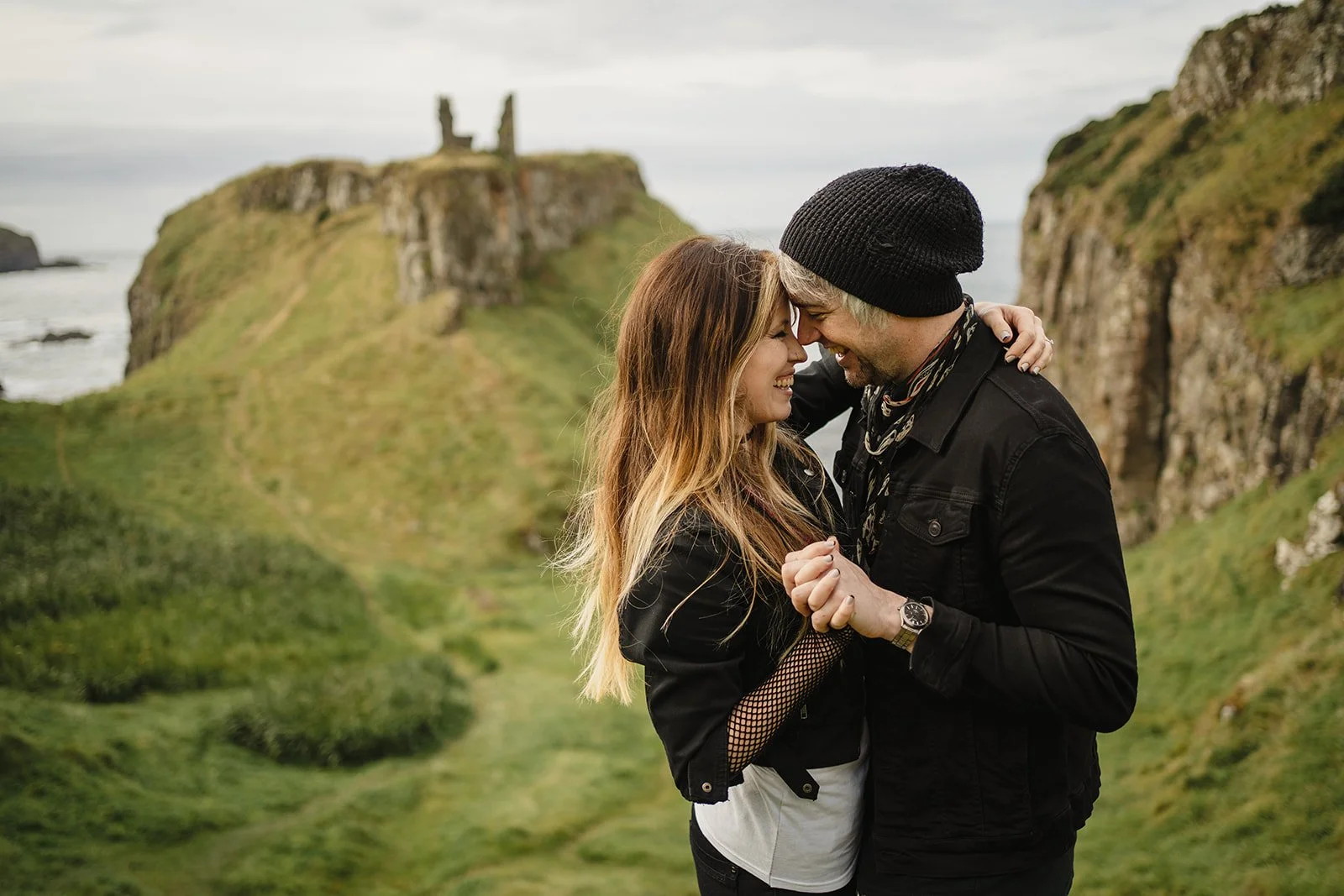  Matt and TheresaÕs Engagement shoot at the GiantÕs Causeway, Dunseverick Castle and the dark Hedges in Northern Ireland 