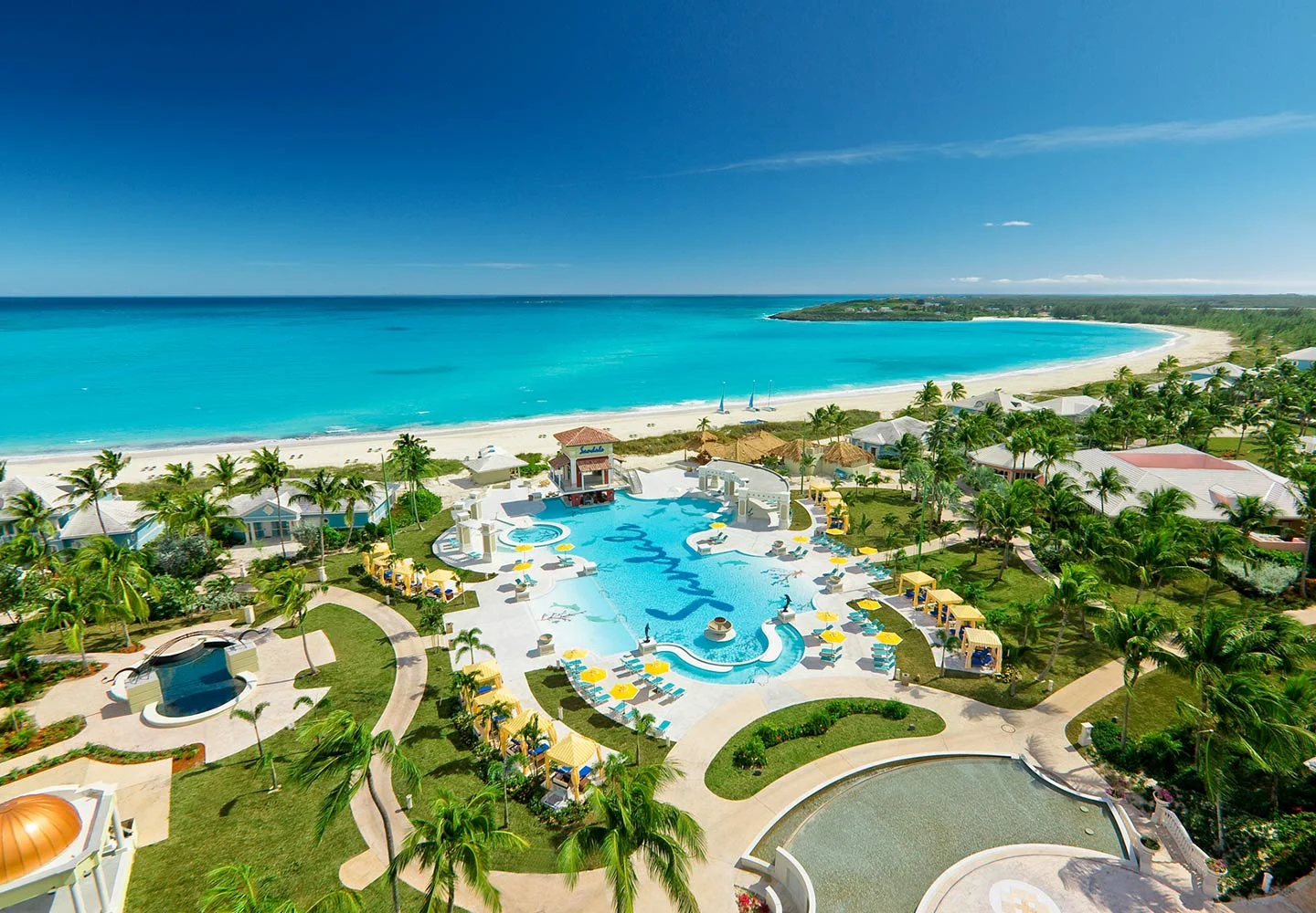 Deep within the idyllic waters of the Exumas, Sandals Emerald Bay brings unprecedented luxury to the easy-going rhythms of the Bahamian Out Islands. This luxury Bahamas resort is a privileged enclave, designed to ensure you'll feel like you're the only ones there, where service reigns supreme and Bahamian-style architecture of elegant villas and suites harmonize with nature. Secluded within 500 tropical acres along a pristine, mile-long beach, civilized pleasure coexists with exotic adventures, from three impressive pools - including a half-acre, zero-entry pool with a dramatic fire pit in the middle - to seven exceptional restaurants.