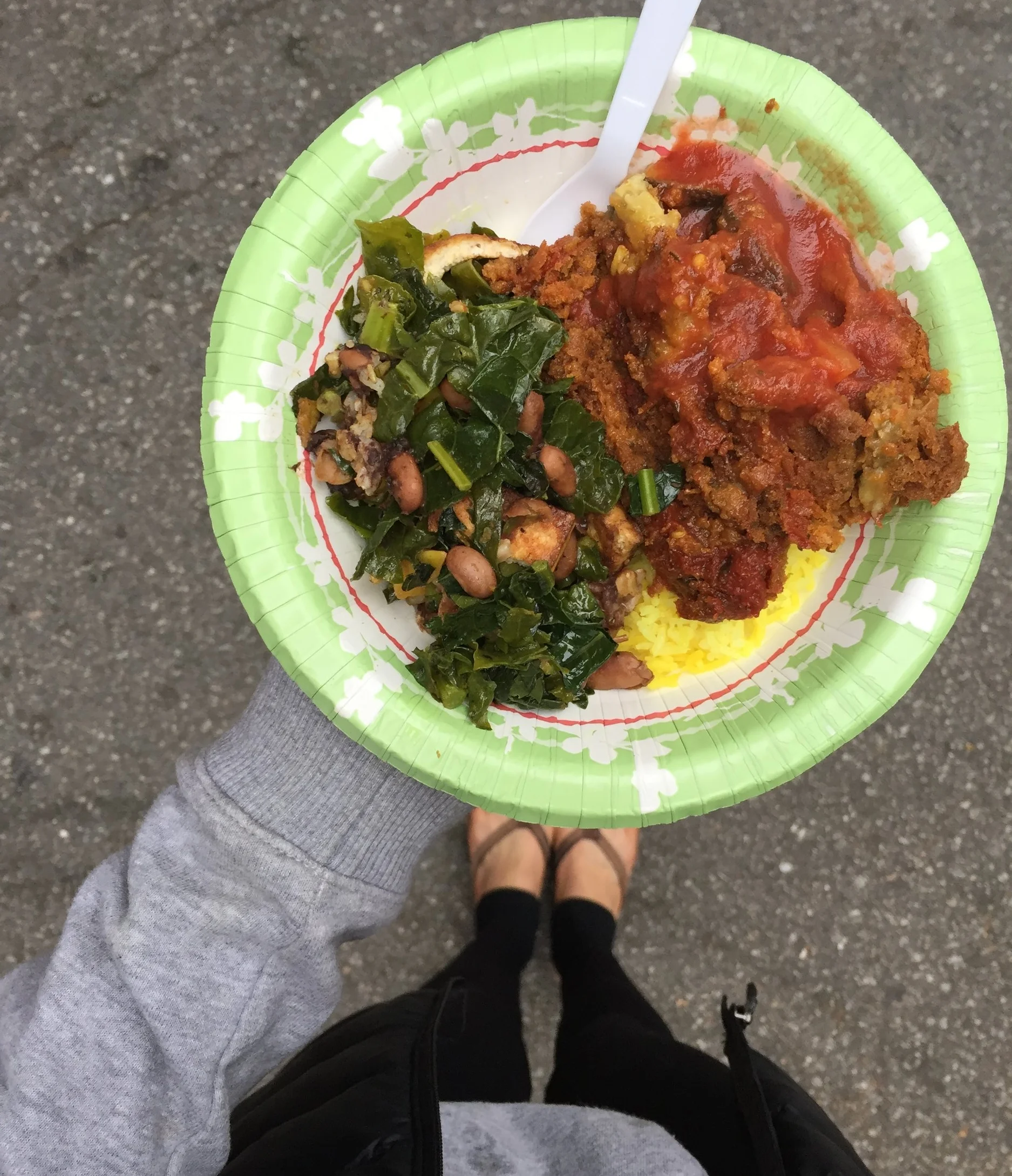 Bliss Cafe - eggplant parmesan + protein buddha bowl + turmeric jasmine rice.