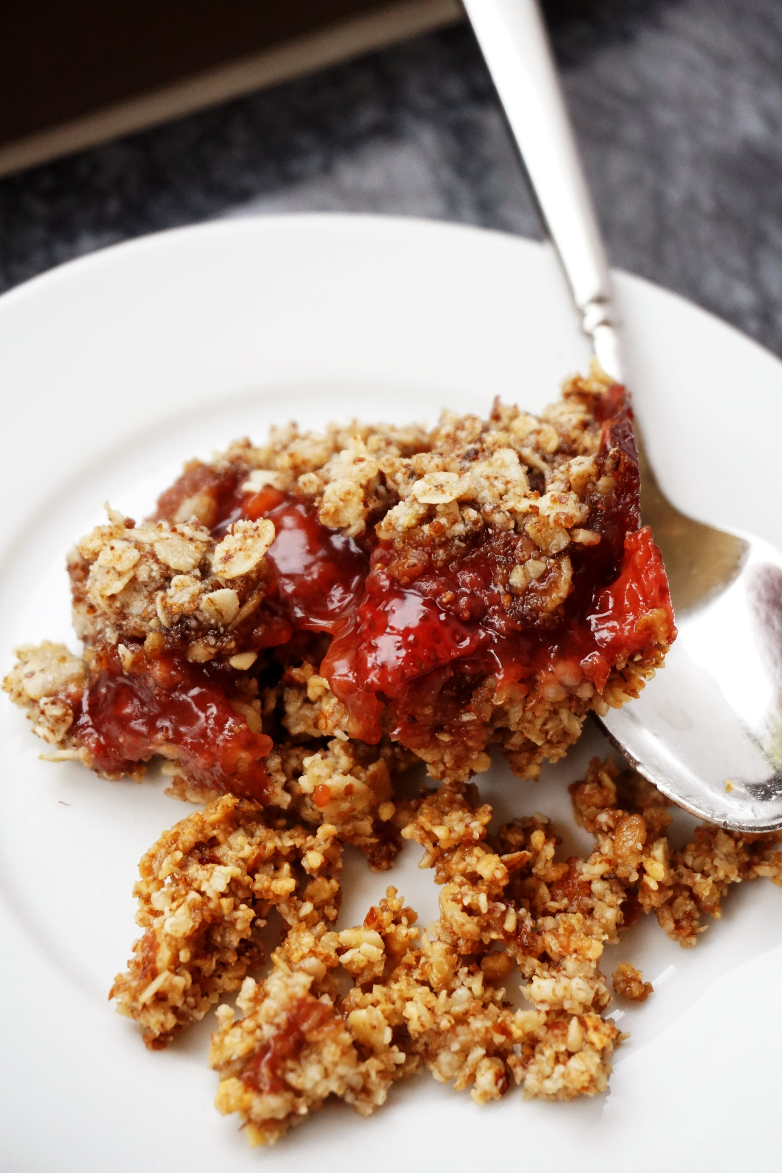 Strawberry Crumble Bars (Vegan, GF)