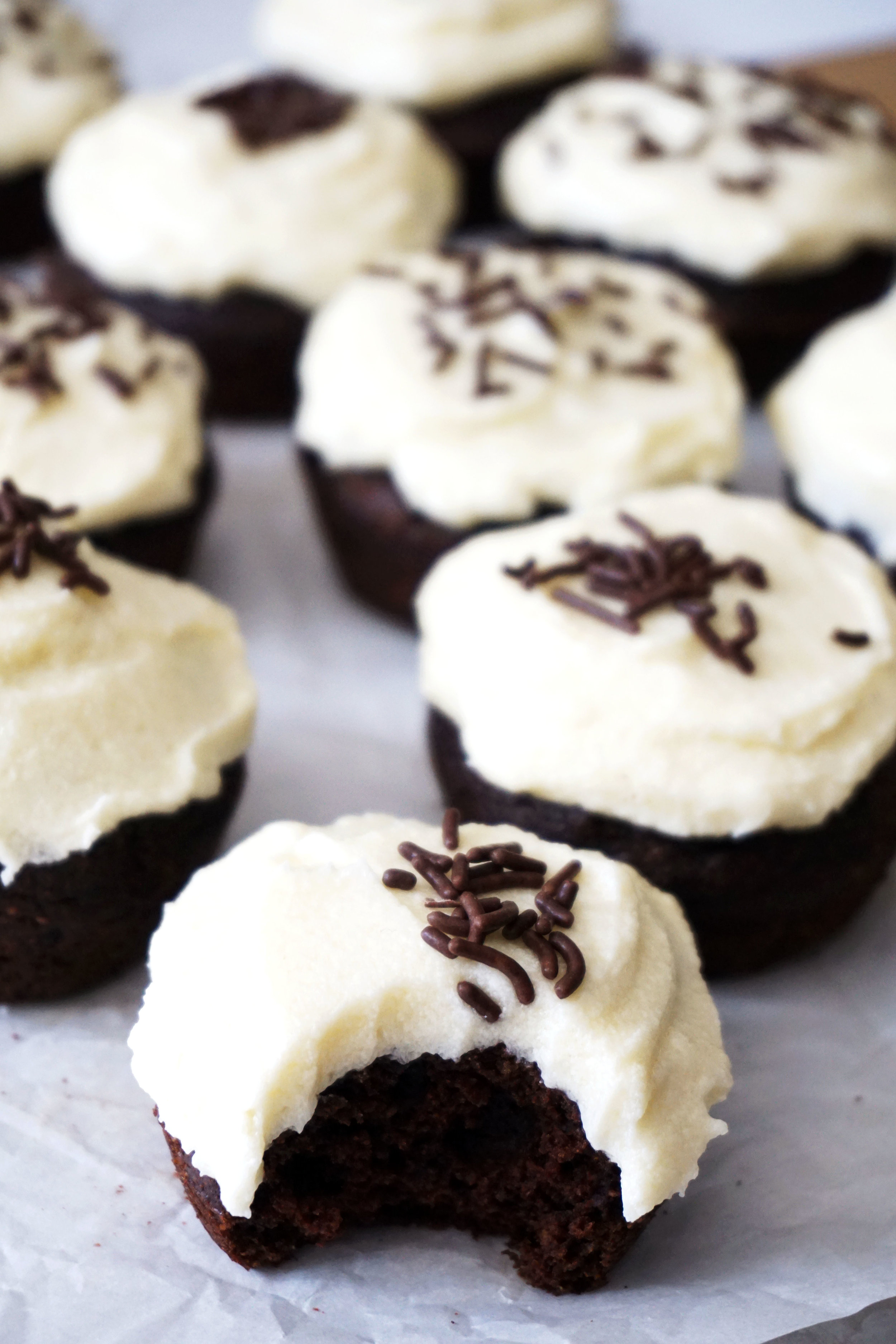 Dark Red Velvet Cupcakes with Cream Cheese Frosting (Secret Ingredient!)