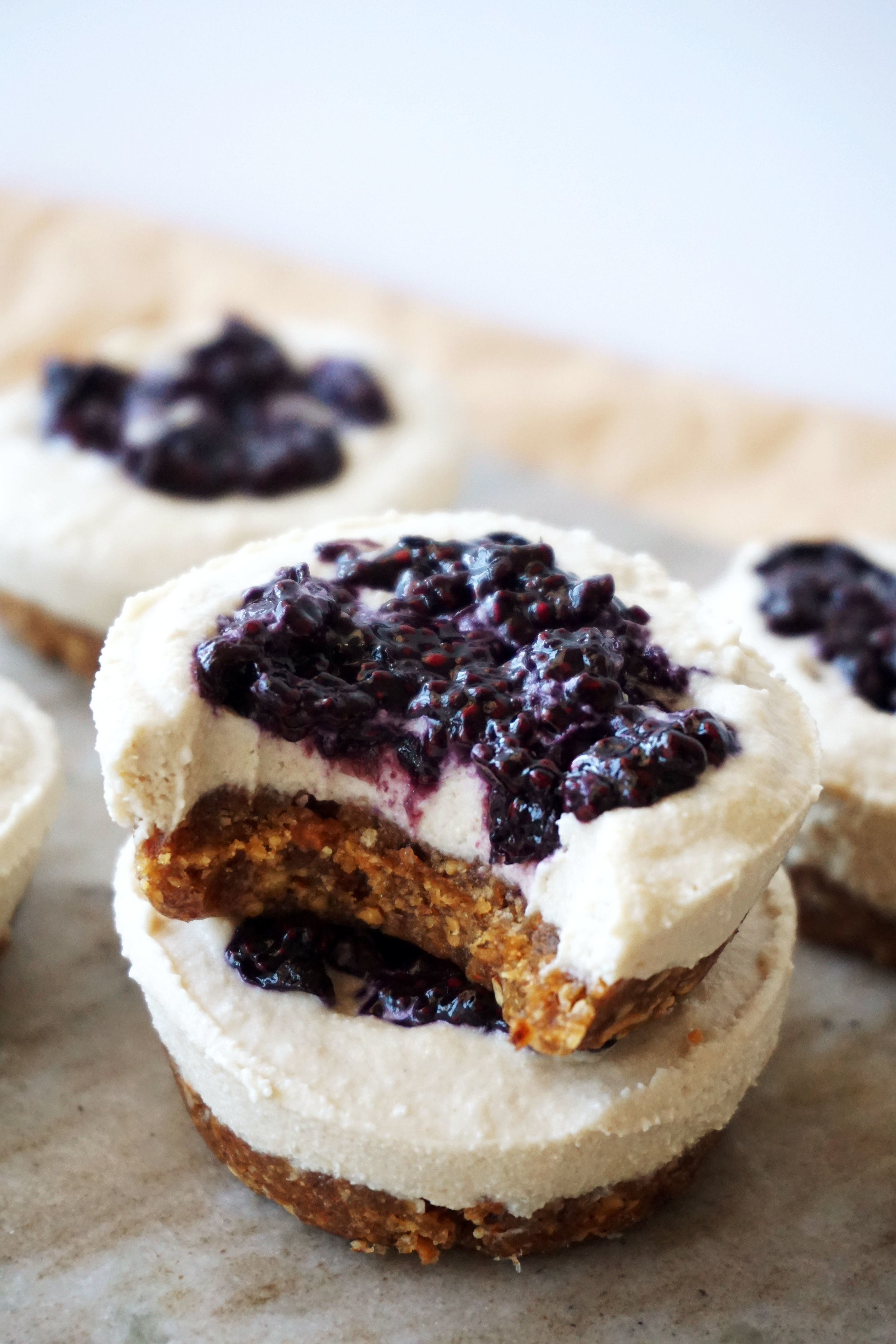 Mini Blueberry Cheesecakes (Vegan, GF)